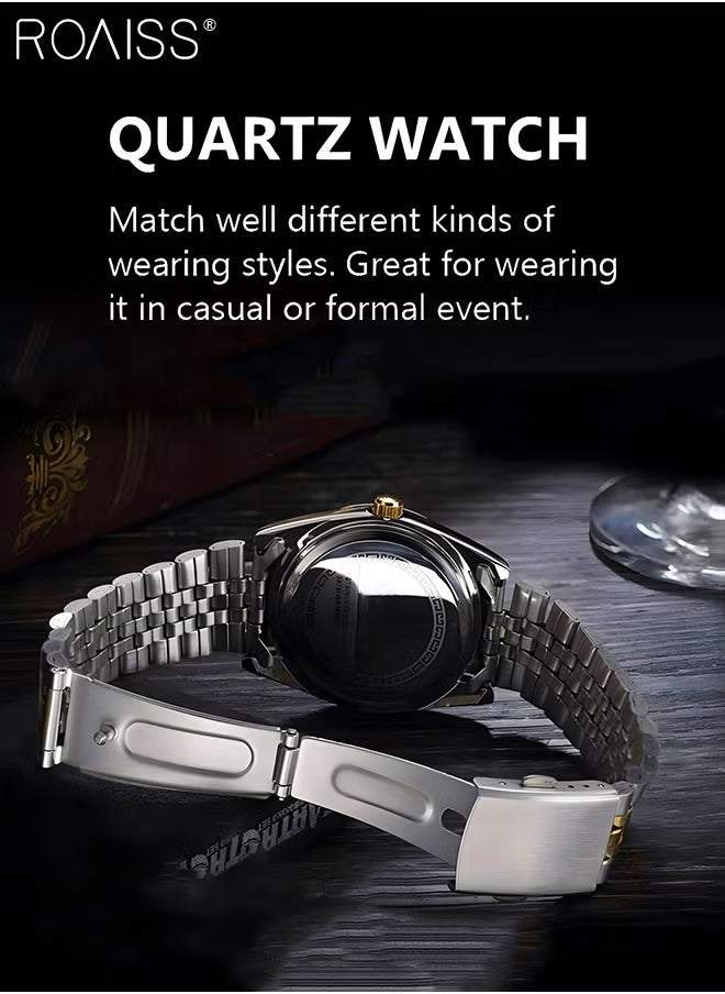 Steel Strap Couple Quartz Watch Set
